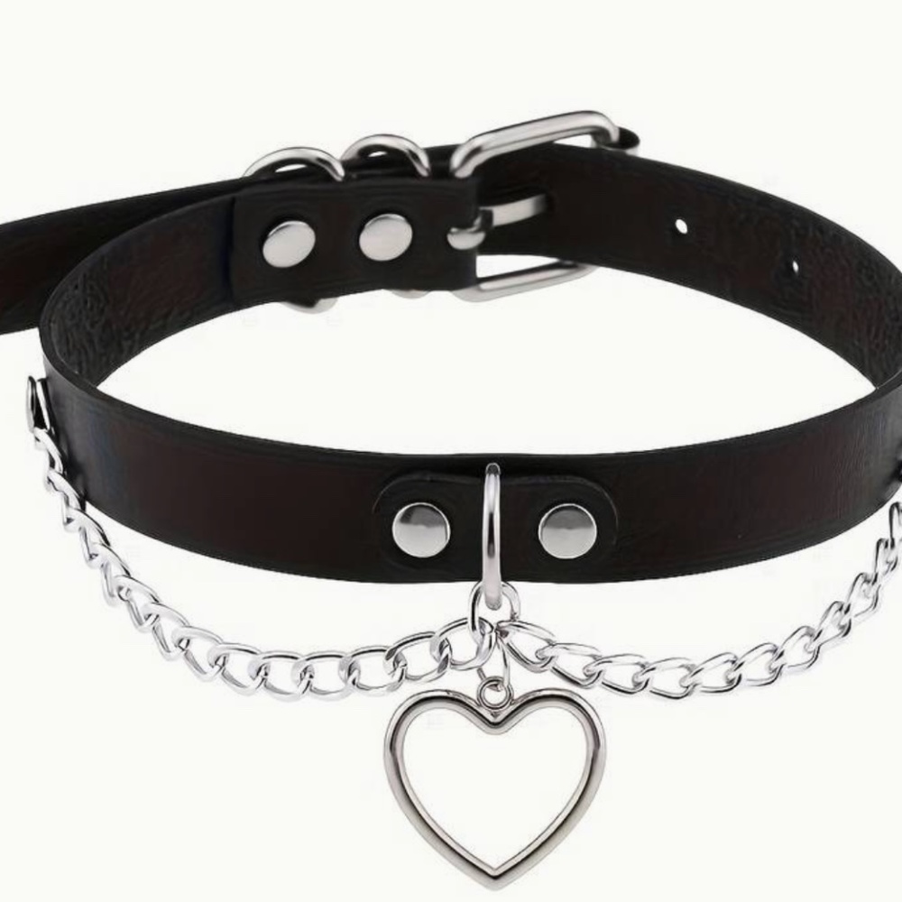 Black PU Leather Choker Necklace. 1979